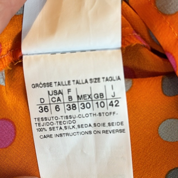 Marella Italy Max Mara Top Silk Blouse crop shirt polka dot gathered front 42 - Picture 5 of 5